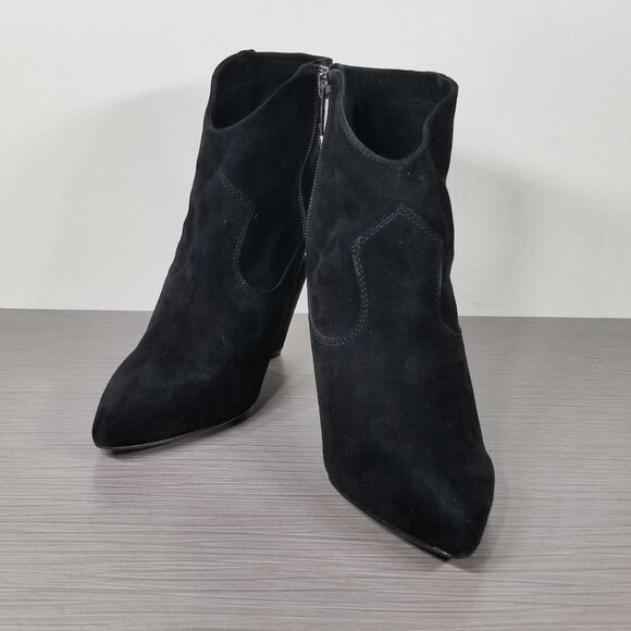 Vince Camuto Side Zip Bootie, Black Suede, Womens Size 7.5 M / 38 - Picture 4 of 12
